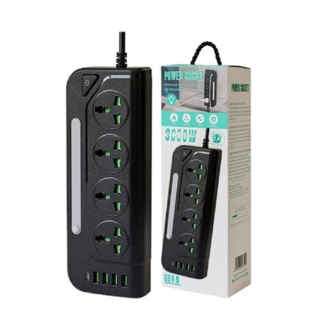 تتيح هذا الوصلة شحن 8 أجهزة في وقت واحد، حيث يحتوي على 4 منافذ AC واسعة و4 منافذ USB