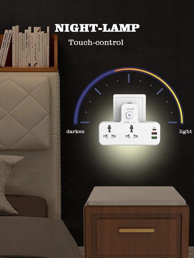 موزع طاقة مزود بمُمدّد USB بقدرة 20 واط بثلاث منافذ مع توصيل طاقة PD اصلي
